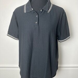 Liz Claiborne Black Golf Polo with White Stripe Trim